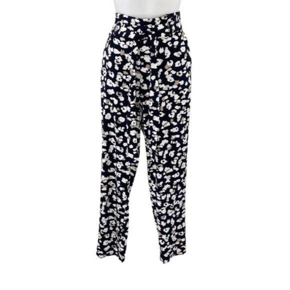 WHBM Leopard Print Tapered Ankle Matte Jersey Pant w Paper Bag Esque High Waist - Picture 1 of 10